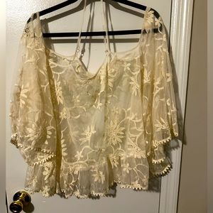 Sheer lace top  size L